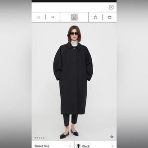 Toteme rounded collar cotton coat trench black 36